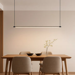 Lámpara Lineal Colgante LED Negra Regulable de Estilo Minimalista para Comedor