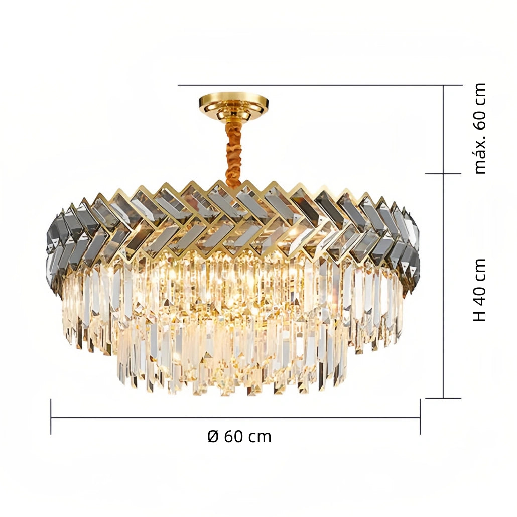 Lámpara colgante de cristal moderna redonda con LED para comedor