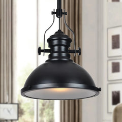 Lámpara colgante industrial vintage negra de metal para comedor Ø32 cm