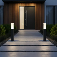 Baliza solar exterior LED de aluminio negra IP65 moderna para jardín