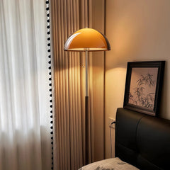 Lámpara de pie vintage con cadena y pantalla acrílica abovedada, 153 cm