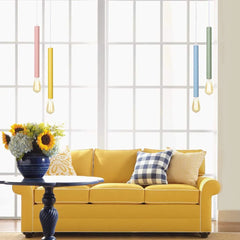 Lámpara colgante minimalista cilíndrica y esbelta de colores