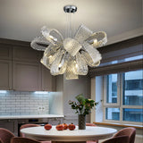 Lampara colgante flor de vidrio moderna con LED regulable en altura para salon