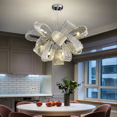 Lampara colgante flor de vidrio moderna con LED regulable en altura para salon