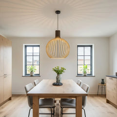 Lámpara colgante de madera estilo nórdico regulable en altura para comedor