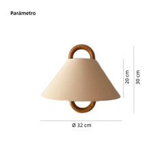 Aplique Pared Beige Vintage de Madera con Pantalla de Tela para Mesita Noche