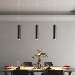 Lámpara Colgante Cilíndrica Moderna de Metal Negra para Comedor