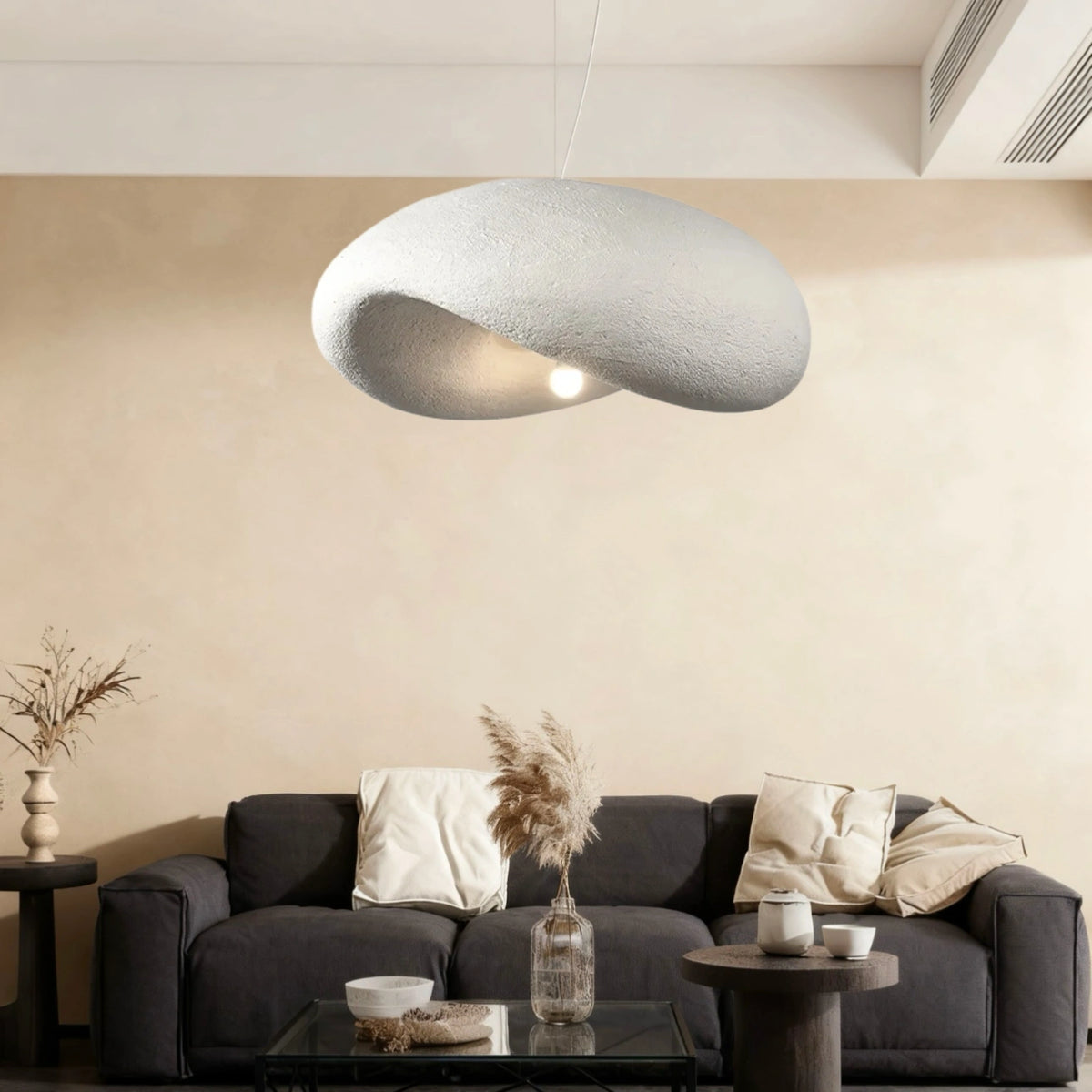 Lámpara colgante estilo nórdico LED de resina blanca para salón