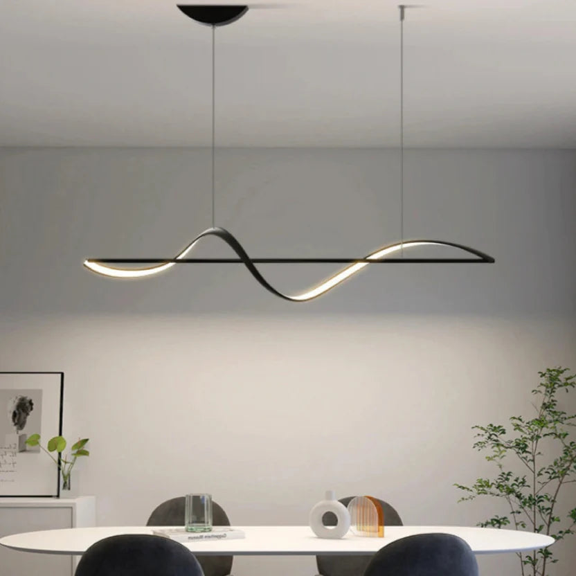Lámpara colgante de diseño moderno en espiral con LED para isla de cocina