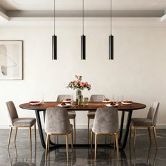 Lámpara Colgante Cilíndrica Moderna de Metal Negra para Comedor