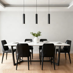 Lámpara Colgante Cilíndrica Moderna de Metal Negra para Comedor