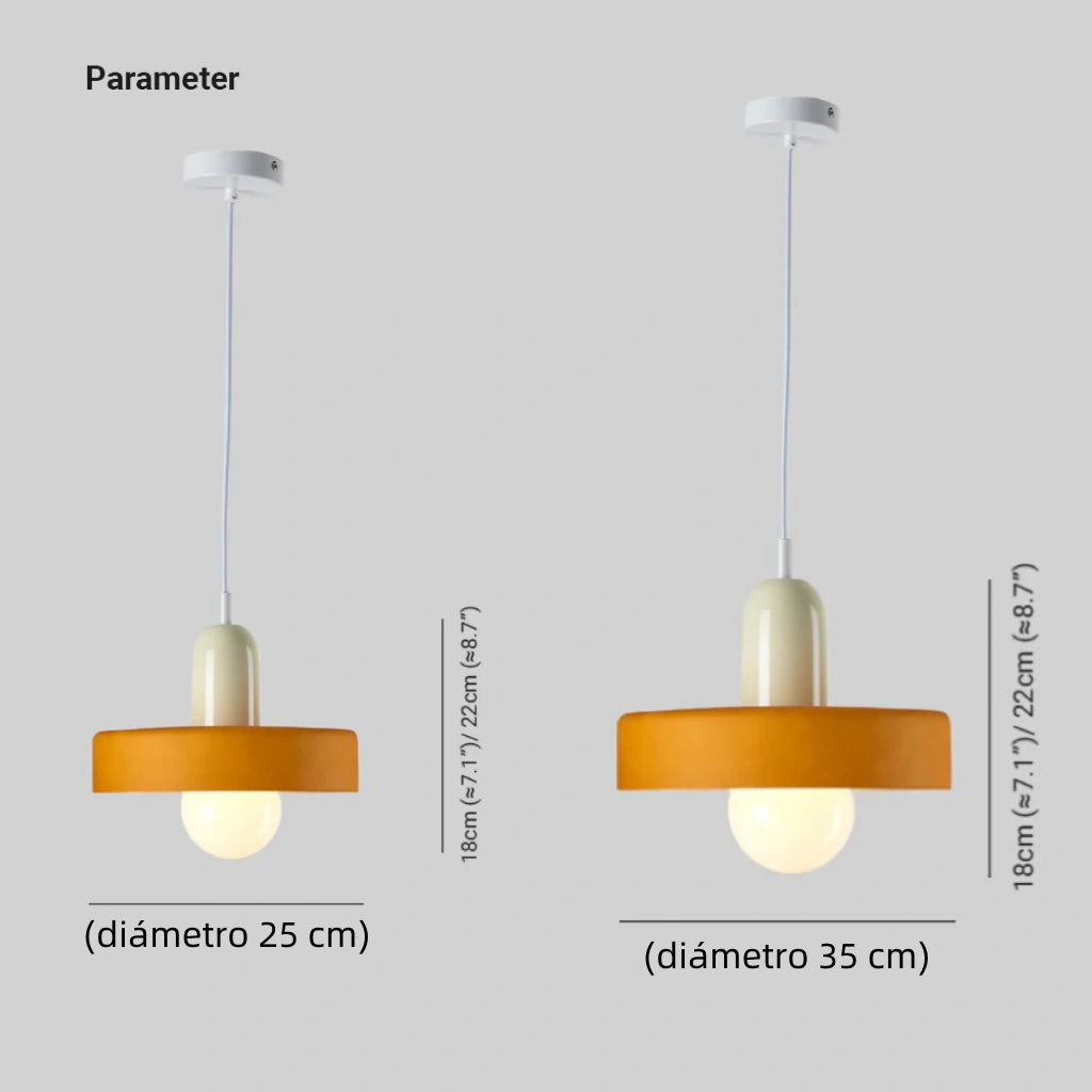 Lámpara Colgante Moderna de Vidrio Bicolor con Tres Colores Regulables para Mesita de Noche
