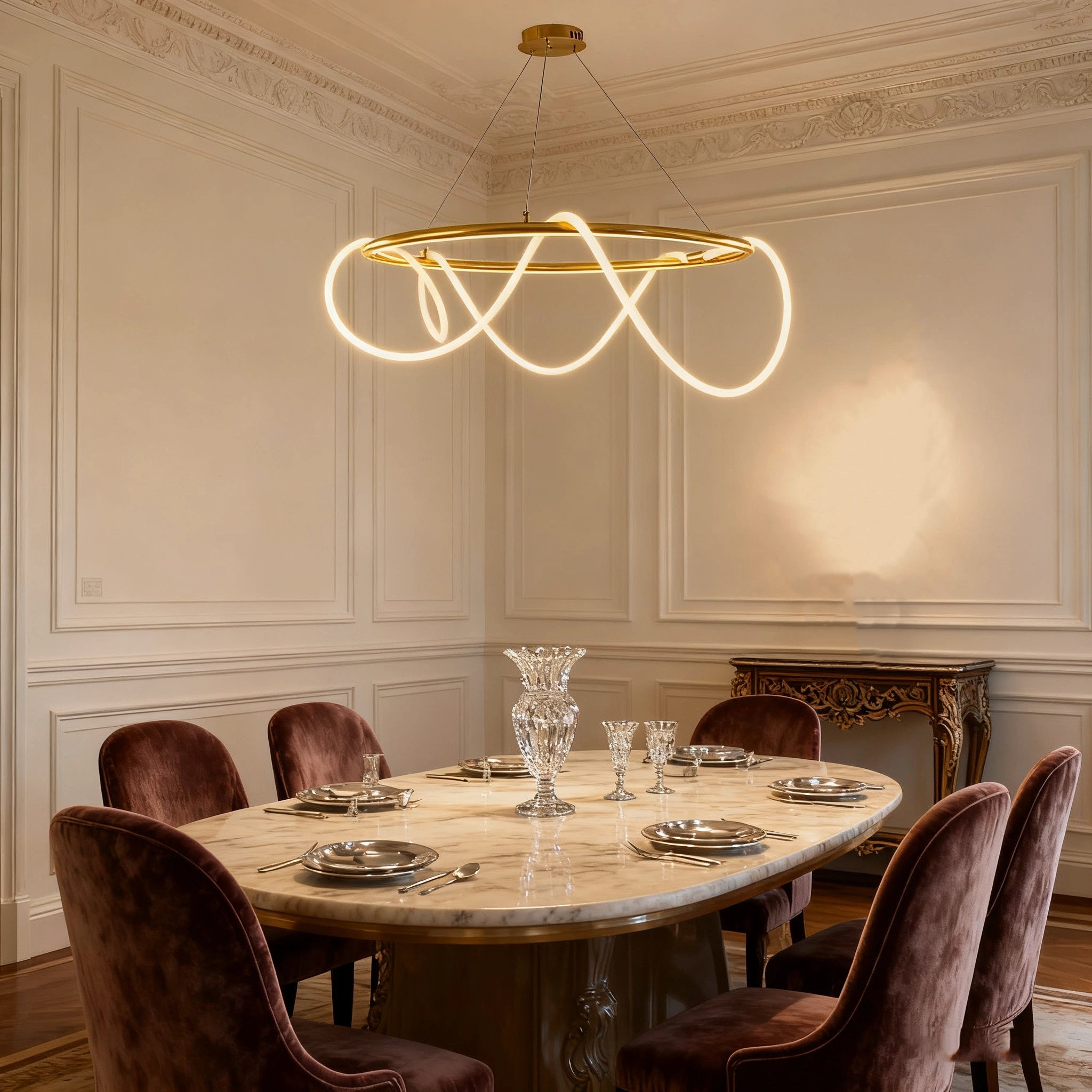 Lámpara Colgante LED con Diseño de Aro Creativo Minimalista para Comedor