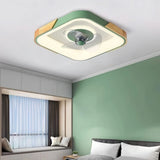 Ventilador de techo con luz LED nórdico silencioso con temporizador para dormitorio