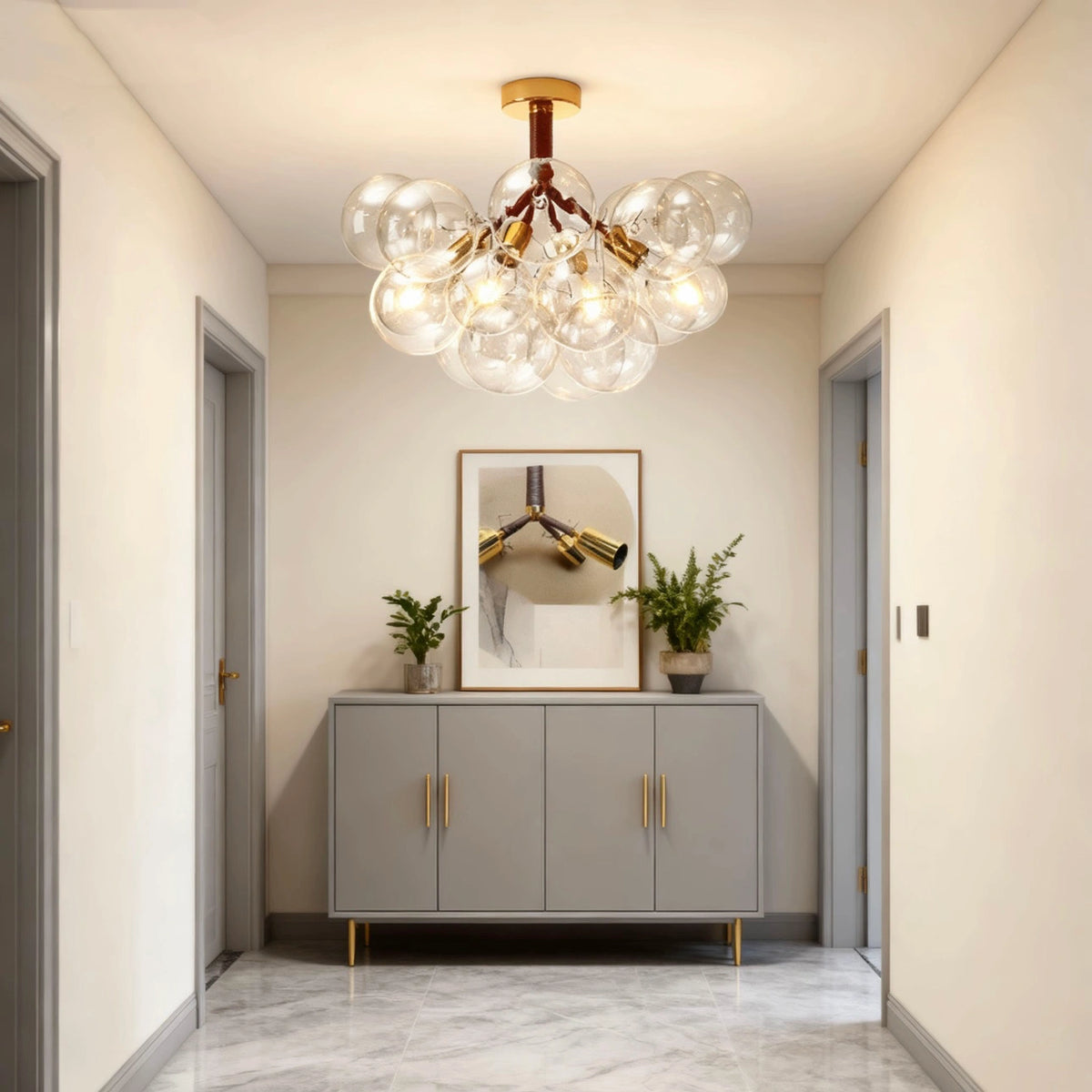 Lámpara de Techo de Vidrio con Diseño de Burbujas Creativas