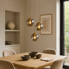 Lampara colgante esfera de vidrio moderna LED altura regulable para comedor