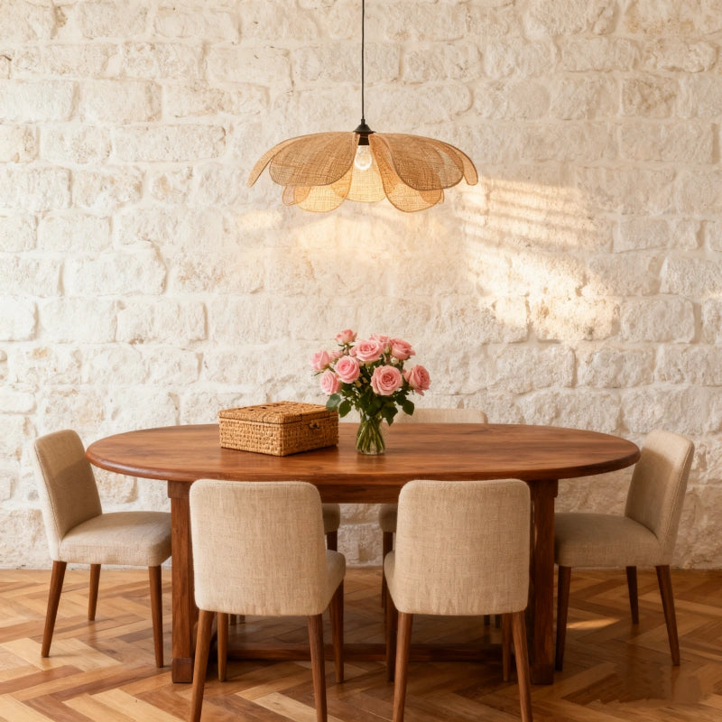 Lámpara Colgante Japonesa de Pétalos Tejidos