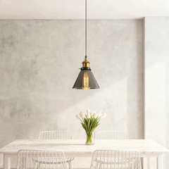 Lámpara colgante vintage de vidrio regulable en altura para comedor