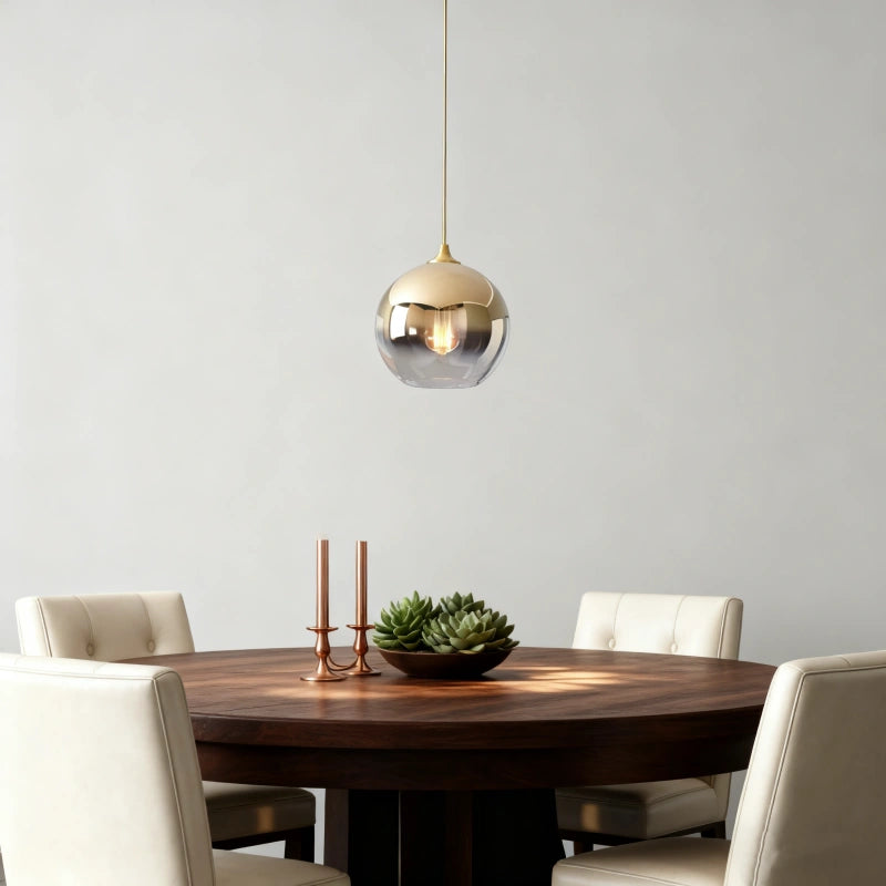 Lámpara colgante de vidrio degradado tipo globo LED para comedor