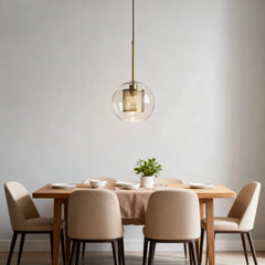 Lampara Colgante Bola de Vidrio con Diseño de Panal Estilo Nórdico