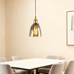 Lámpara colgante vintage de vidrio regulable en altura para comedor