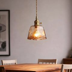 Lámpara Colgante de Vidrio Ámbar Estilo Vintage para Comedor