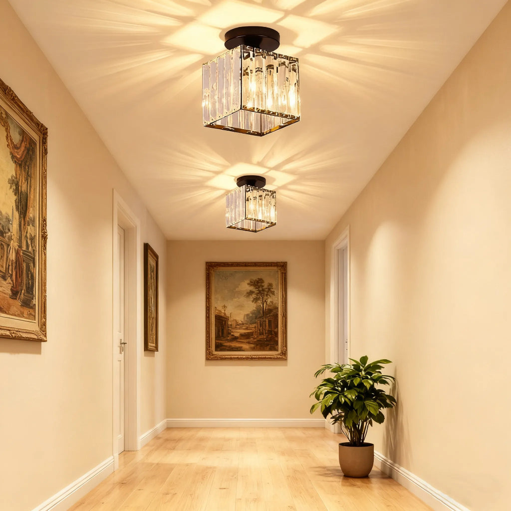 Lámpara de techo para pasillo moderna de cristal con LED