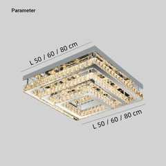 Lámpara De Cristal De Techo Moderna Cuadrada De Tres Niveles Con Luz Regulable Para Salón