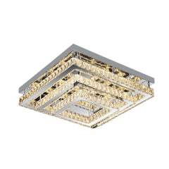 Lámpara De Cristal De Techo Moderna Cuadrada De Tres Niveles Con Luz Regulable Para Salón