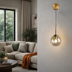 Aplique de Pared Bola de Vidrio Industrial Dorado para Salón