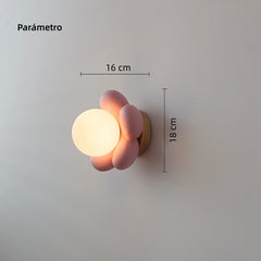 Aplique Pared Flor Rosa Moderno para Mesita de Noche