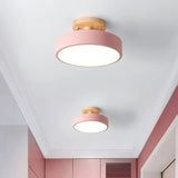 Lámpara de techo para pasillo redonda LED nórdica en tonos macaron