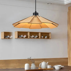 Lámpara colgante de madera Wabi-Sabi LED regulable en altura para comedor