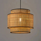 Lámpara colgante de bambú estilo Wabi-Sabi LED para comedor