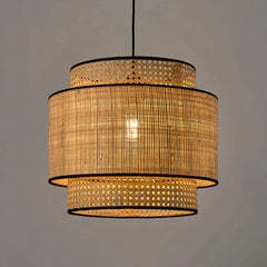 Lámpara colgante de bambú estilo Wabi-Sabi LED para comedor