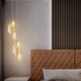 Lámpara colgante LED moderna dorada en espiral regulable para mesita de noche
