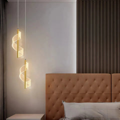 Lámpara colgante LED moderna dorada en espiral regulable para mesita de noche