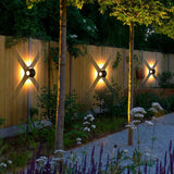 Aplique de pared exterior moderno LED de metal negro con esfera