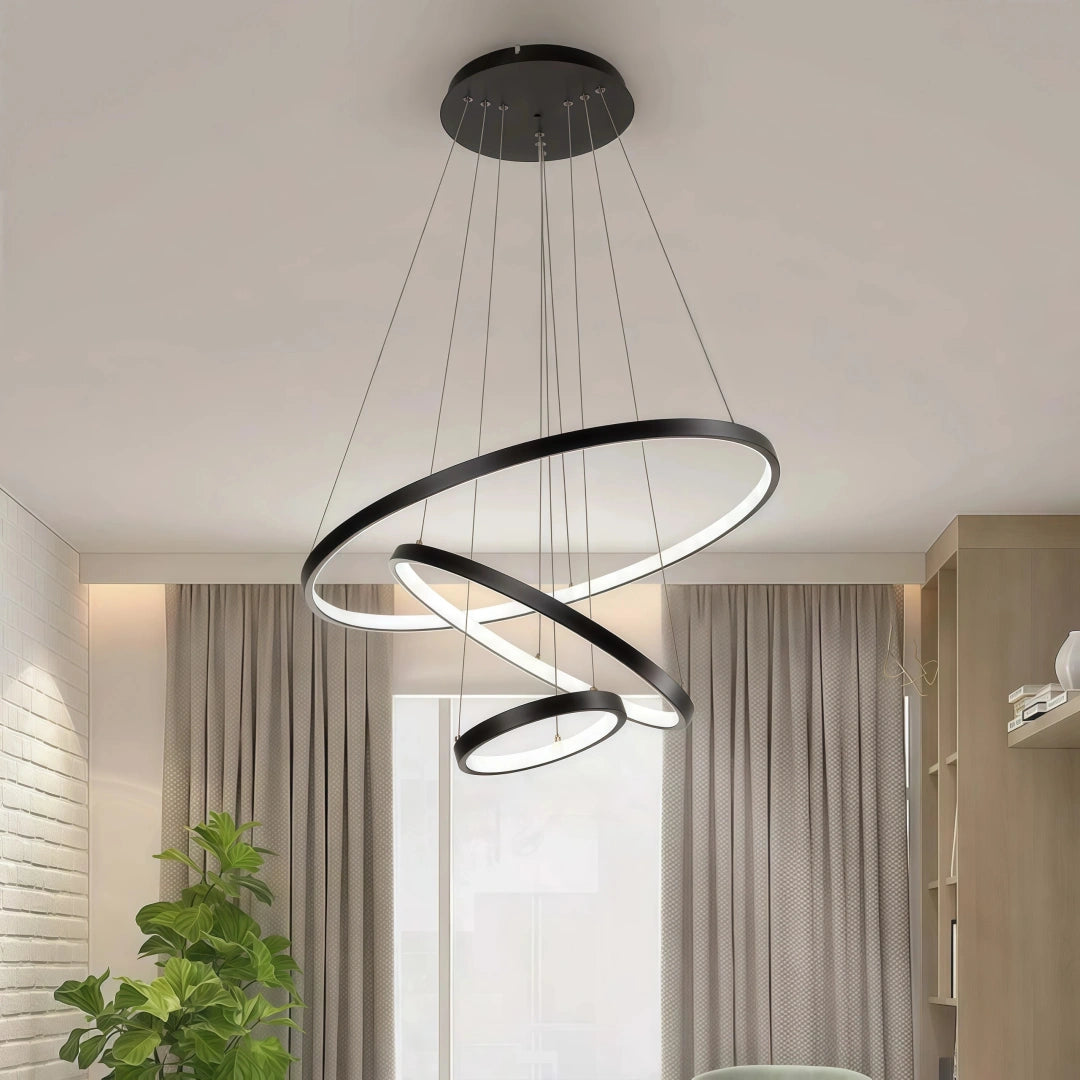 Lámpara colgante de 3 anillos de diseño moderno regulable en altura para comedor