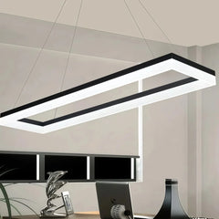 Lámpara colgante rectangular moderna negra LED regulable en altura para oficina