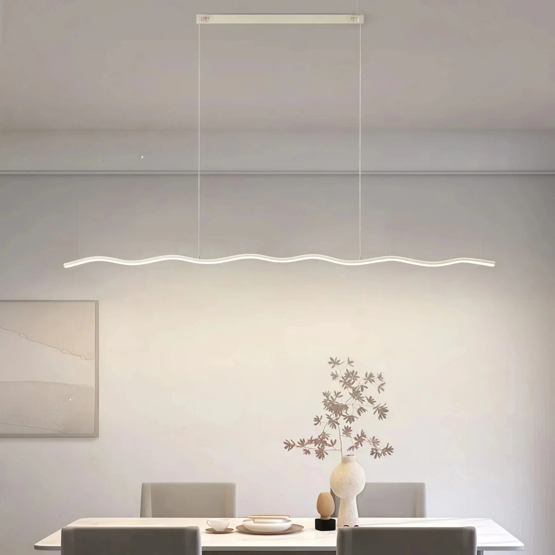 Lámpara colgante ondulada LED minimalista para isla de cocina