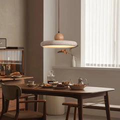 Lámpara colgante de travertino redonda con LED regulable para comedor
