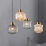 Smoke Gray Geometric Glass LED Pendant Light