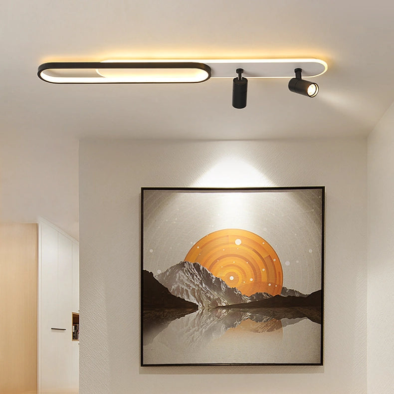 Plafón LED ovalado moderno con foco integrado para pasillo