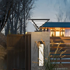 Sobremuro solar exterior LED IP65 de diseño geométrico para jardín