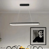 Lámpara colgante ovalada minimalista LED regulable en altura para isla de cocina
