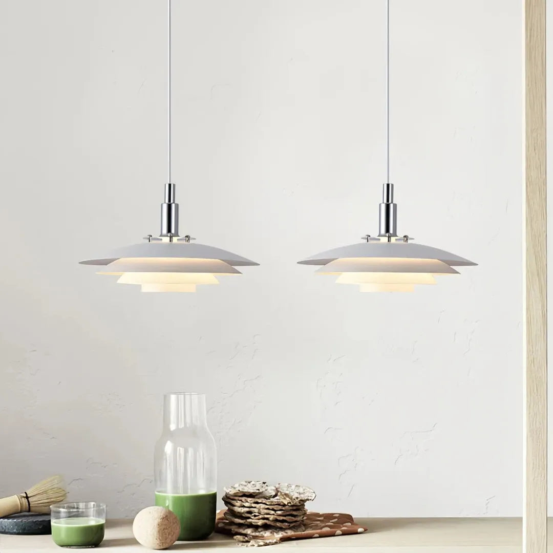 Lámpara colgante moderna LED de diseño con estructura escalonada para comedor