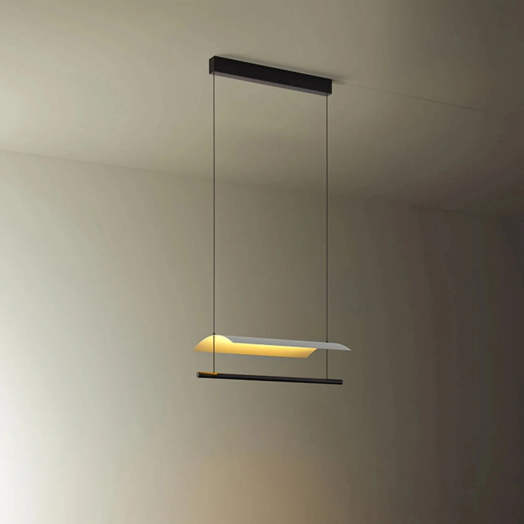 Lámpara colgante alargada minimalista LED regulable en altura para comedor