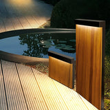Baliza de jardín rectangular moderna LED IP65 con acabado de efecto madera
