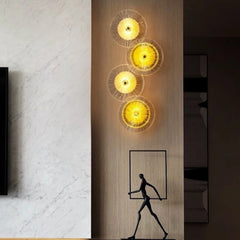 Aplique Pared Redondo de Vidrio Moderno con LED para Salón